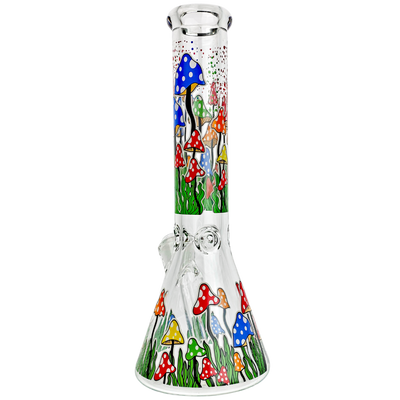 14" Mushroom Mix Decal Beaker - close-up view