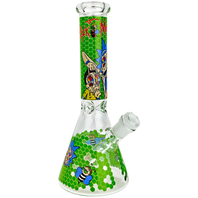 10" Rick & Morty Honeycomb Decal Beaker - close-up view