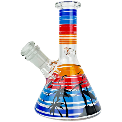 6" Palm Tree Encalmo Decal Beaker - close-up view
