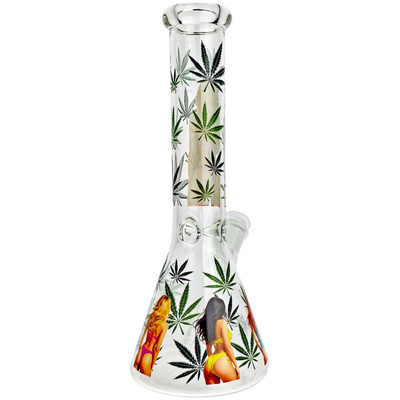 10" Hemp Leaf Booty Decal Beaker - detail view