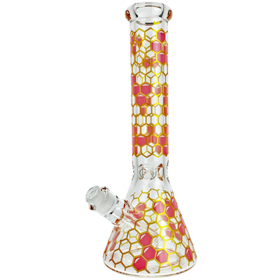 14" 7mm Color Honeycomb Bee Decal Beaker - alternate angle