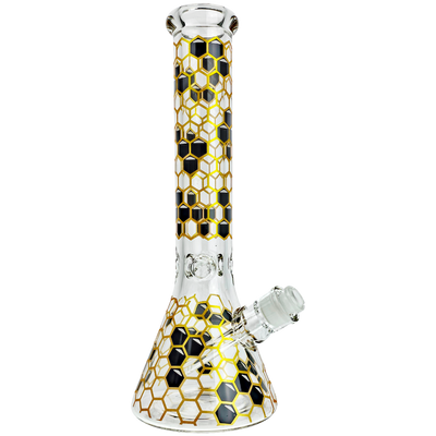 14" 7mm Color Honeycomb Bee Decal Beaker - close-up view