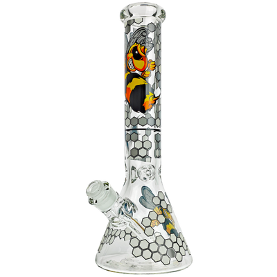 14" 7mm Hornet Decal Beaker - close-up view