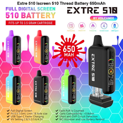 EXTRE ISCREEN PRO 510 Thread Vape Battery - alternate angle
