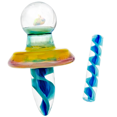 2.5" Color Ribbon w/ Opal Slurper Carb Cap Set w/ Pillar - alternate angle