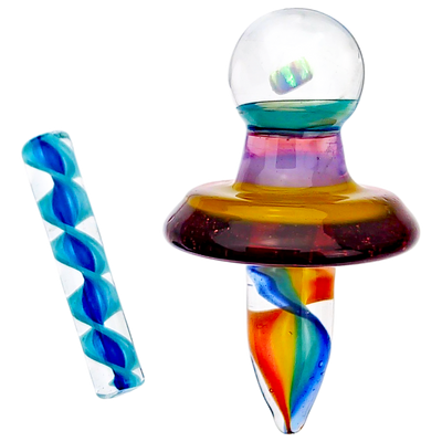 2.5" Color Ribbon w/ Opal Slurper Carb Cap Set w/ Pillar - detail view
