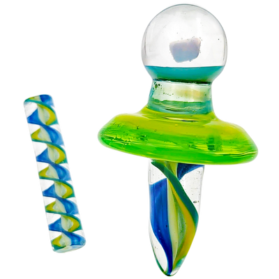 2.5" Color Ribbon w/ Opal Slurper Carb Cap Set w/ Pillar - close-up view