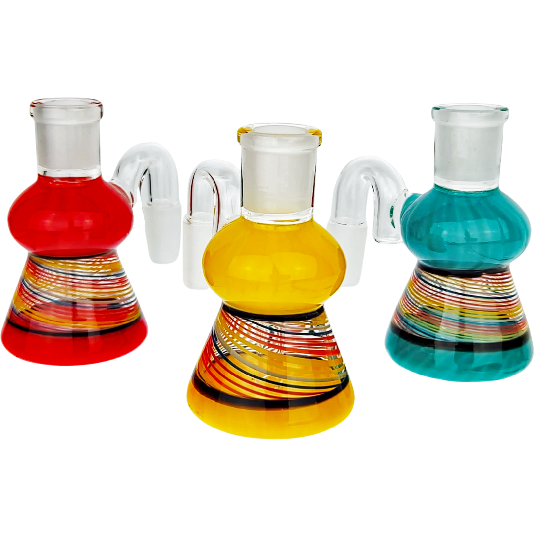 3″ 14 M 90° Rainbow Swirl Ash Catcher