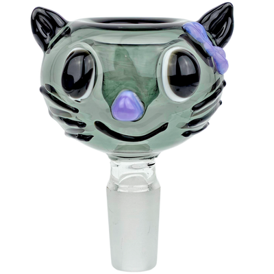 2.5" 14mm Sculpted Cat Glass Flower Bowl - close-up view