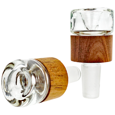 2.5" 14mm Glass & Wood Flower Bowl