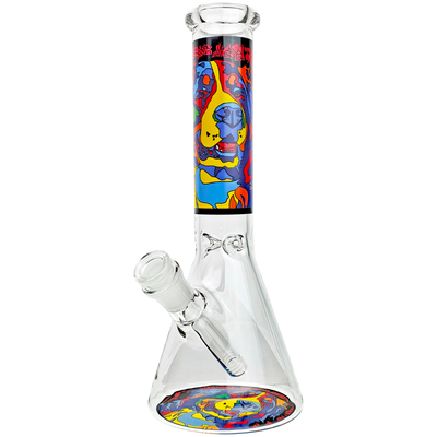10" Dog Stained Glass Decal Beaker - detail view