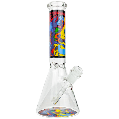 10" Dog Stained Glass Decal Beaker - close-up view