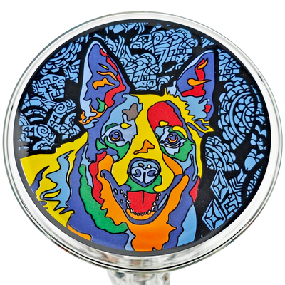 10" Dog Stained Glass Decal Beaker - view 10