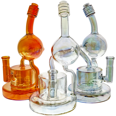 9.5" Iridescent Orb Puck Base Recycler (one off)