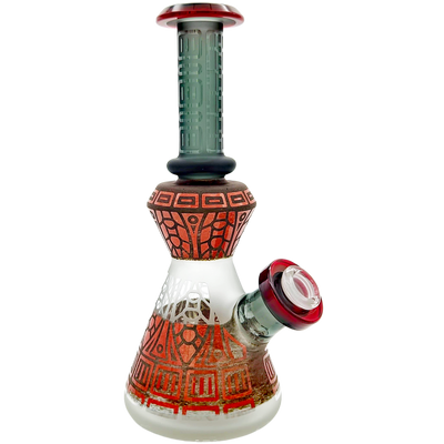9" Two-Tone Tribal Sandblast Mini Beaker - alternate angle