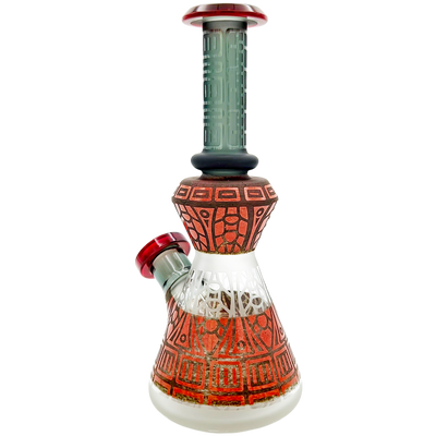 9" Two-Tone Tribal Sandblast Mini Beaker - close-up view