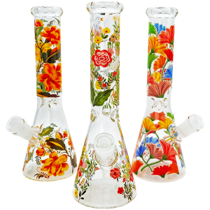 10″ FLOWER DECAL BEAKER