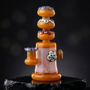 7" Stacked Donut w/ Perc & Donut Cab on Back Rig on dark slate surface - Oil Slick Pad