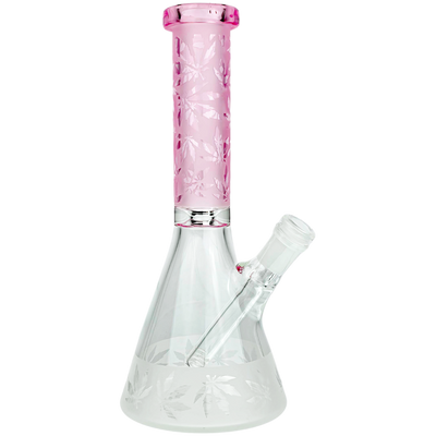 10" Color Neck Hemp Leaf Sandblast Beaker - photo 2