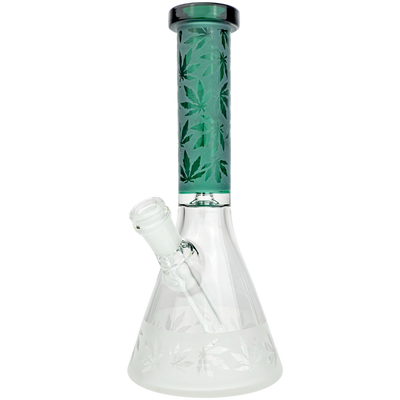 10" Color Neck Hemp Leaf Sandblast Beaker - photo 5