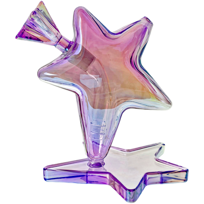 6.5" Iridescent Star Bong w/ Color Matching Star Flower Bowl