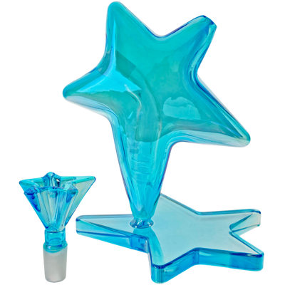 6.5" Iridescent Star Bong w/ Color Matching Star Flower Bowl