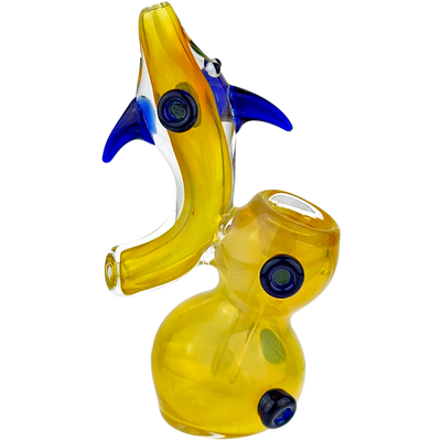 5″ SILVER FUME DOLPHIN SHERLOCK GLASS BUBBLER