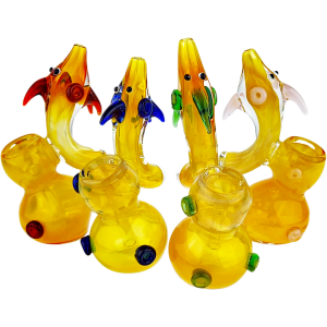 5″ SILVER FUME DOLPHIN SHERLOCK GLASS BUBBLER