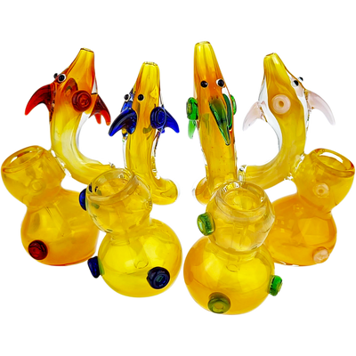5″ SILVER FUME DOLPHIN SHERLOCK GLASS BUBBLER