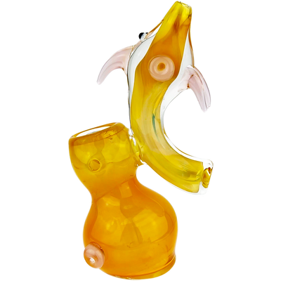 5″ SILVER FUME DOLPHIN SHERLOCK GLASS BUBBLER