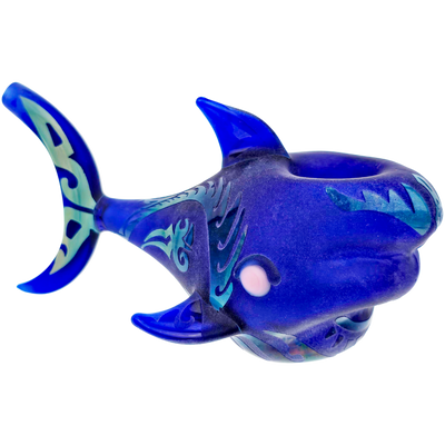 5.5″ Sandblast Tribal Shark Glass Hand Pipe