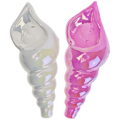 4" Iridescent Shell Hand Pipe - Pink or White