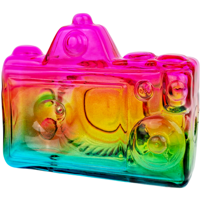 4" Neon Two-Tone Camera Glass Hand Pipe