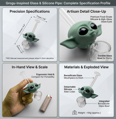 Wise Green Elder Glass Hand Pipe - alternate angle