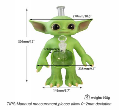 12'' Wise Green Elder Water Pipe - detail view