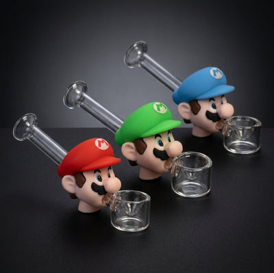 Red Plumber Glass Hand Pipe - alternate angle