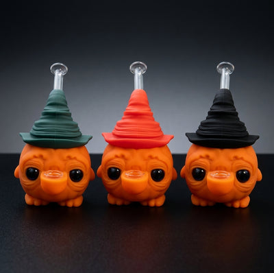 6.6'' Silicone pumpkin wizard hat water pipe - detail view