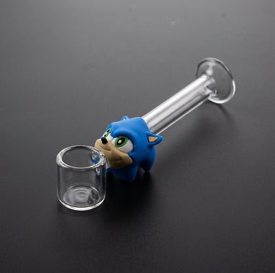 Blue Speed Hedgehog Glass Hand Pipe - alternate angle
