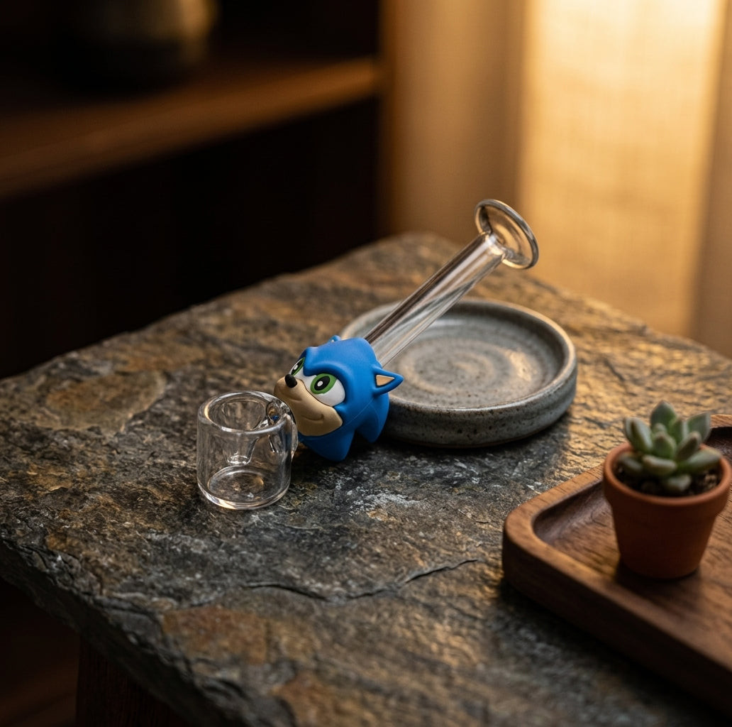 Blue Speed Hedgehog Glass Hand Pipe - product photo