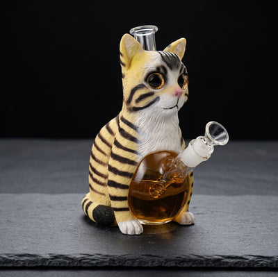 8.8'' Tabby cat water pipe - detail view