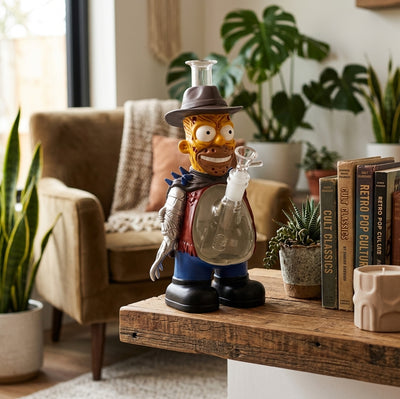 10.9'' Steel Claw Yellow Man Water Pipe - alternate angle
