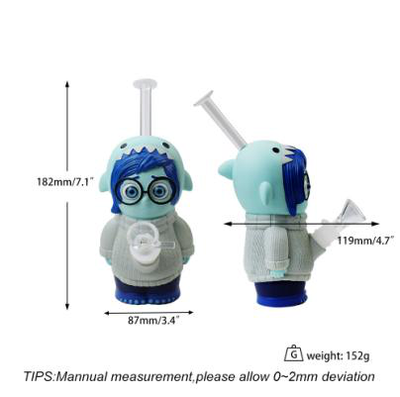 7.1'' Blue Teardrop Sadness Water Pipe - detail view
