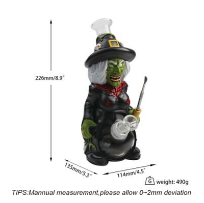 8.9" Zombie witch water pipe - detail view