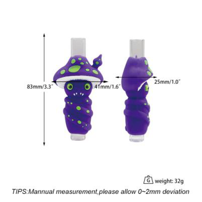 Purple mushroom straight tube glass pipe - lifestyle shot
