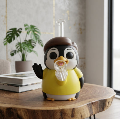 6.8" Penguin Politician Water Pipe - detail view