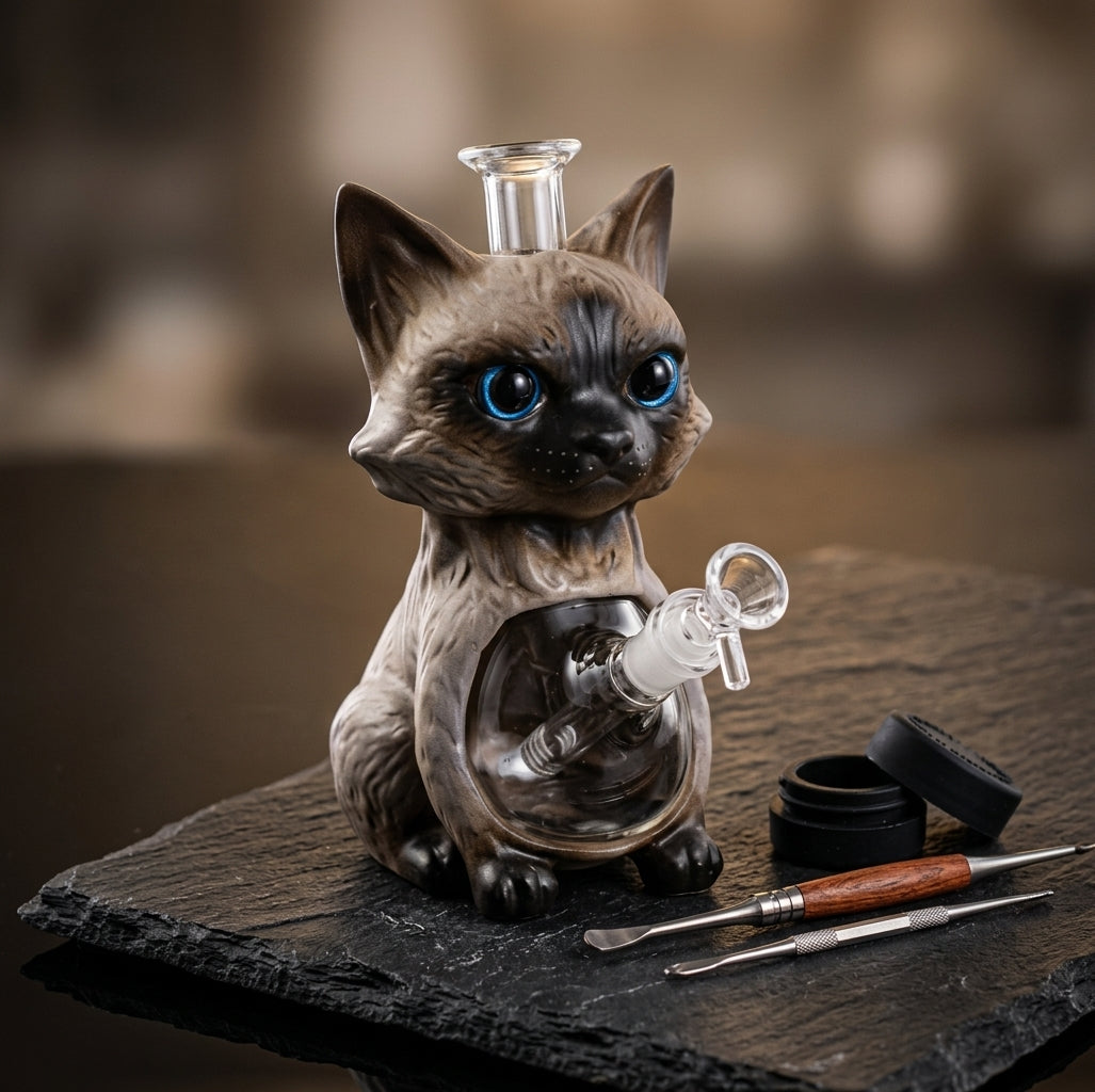 9.4" Siamese cat water pipe - product photo