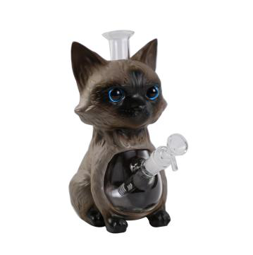 9.4" Siamese cat water pipe - lifestyle shot