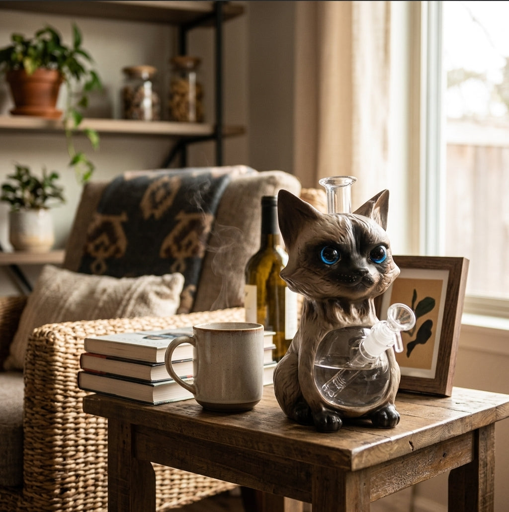 9.4" Siamese cat water pipe - product photo
