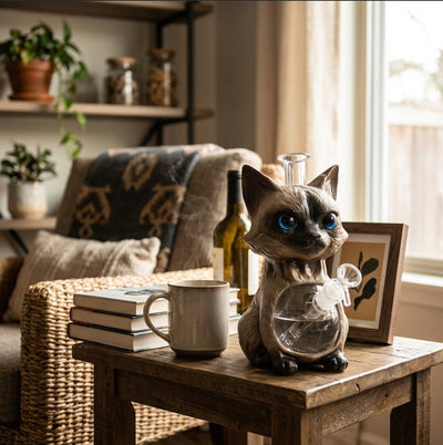 9.4" Siamese cat water pipe - product photo