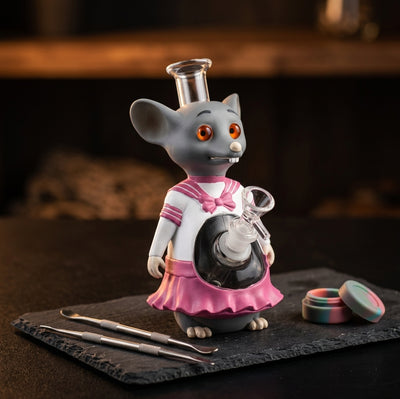 8.2" Pink Dress Mouse Water Pipe - product photo